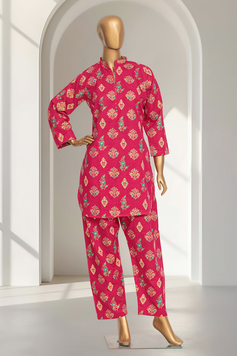 Khaddar - Stitched Gold Printed Co-ords with Glitter work - Pink