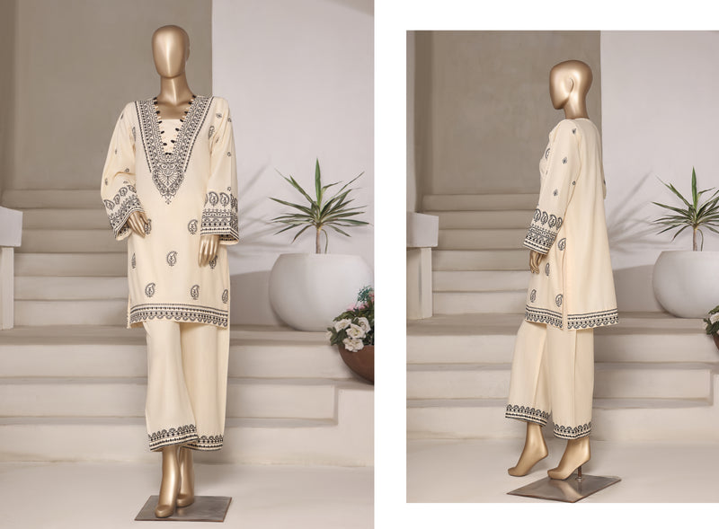 Cotton | Cambric - Embroidered ready to wear Co-Ords - Cream