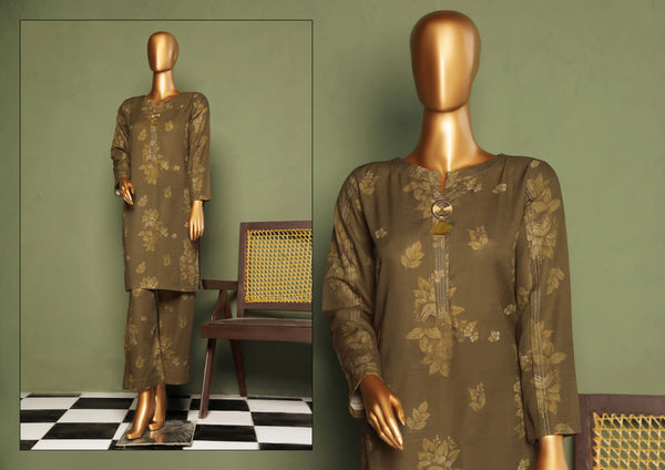 Khaddar - Stitched printed Basic Co-Ords - Antique Gold