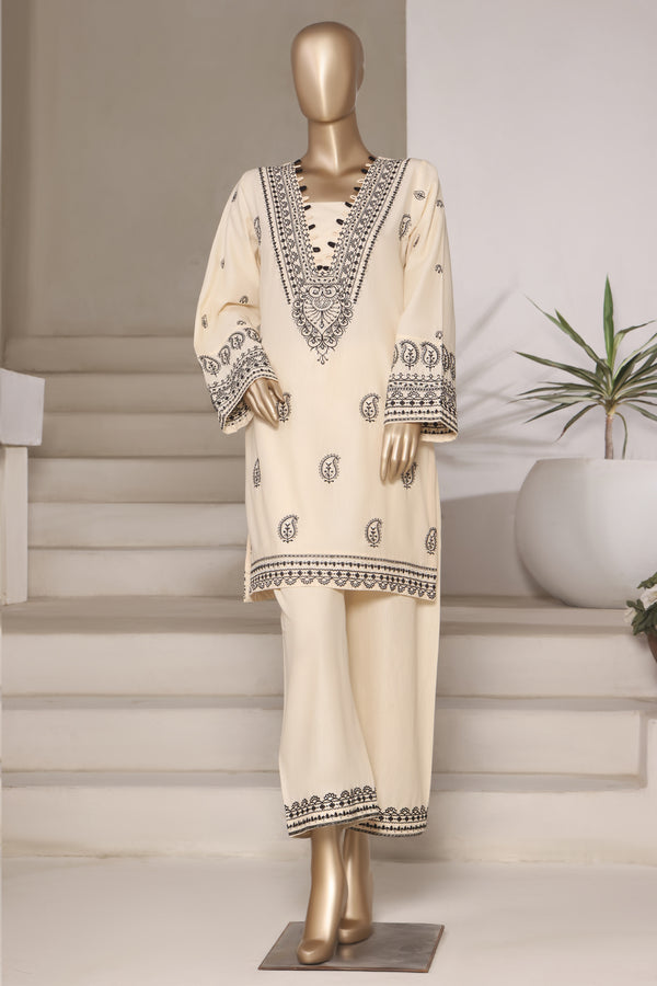 Cotton | Cambric - Embroidered ready to wear Co-Ords - Cream