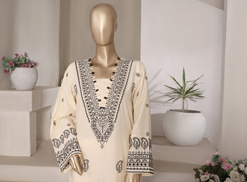 Cotton | Cambric - Embroidered ready to wear Co-Ords - Cream