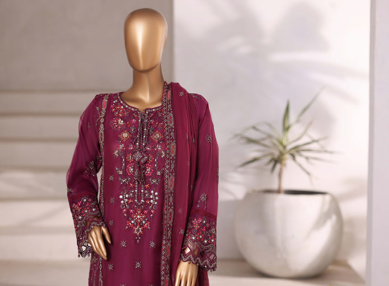 Organza - Stitched Embroidered 3piece with Hand work - Falsa