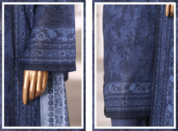 Khaddar - Stitched printed 3piece with Lace work - Blue