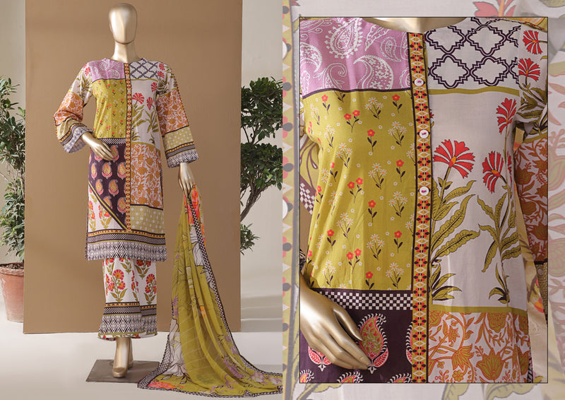 Cambric | Cotton - Stitched printed 3piece with Bamber chiffon Dupatta - Art Breakout