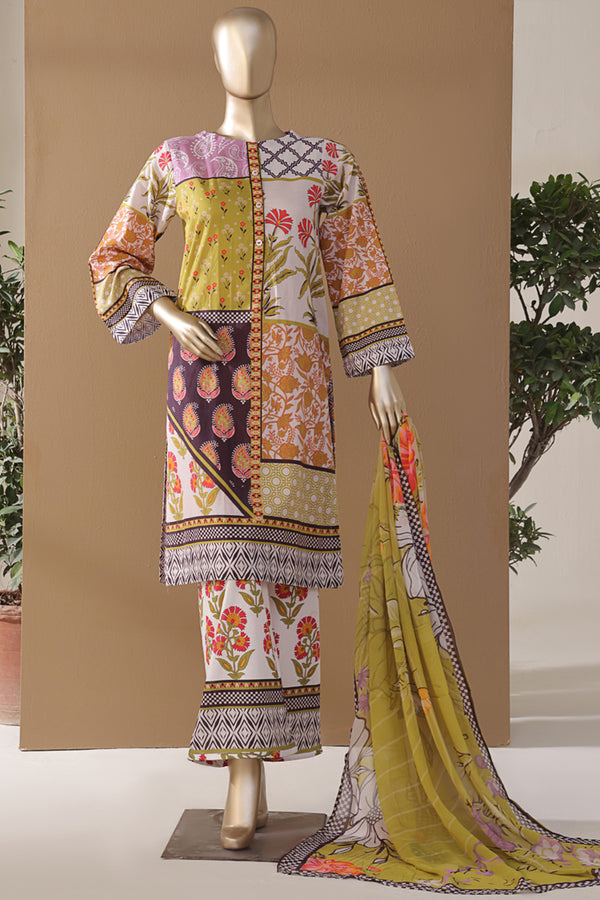Cambric | Cotton - Stitched printed 3piece with Bamber chiffon Dupatta - Art Breakout