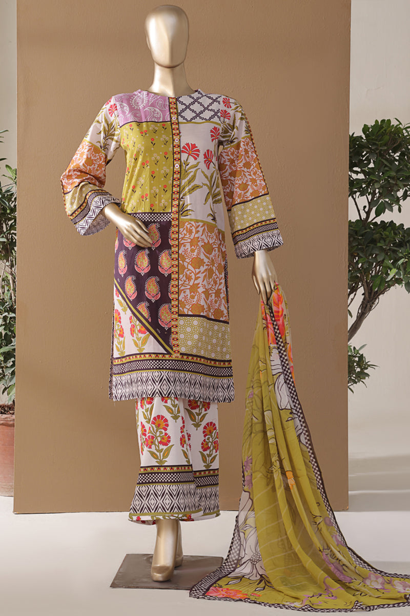 Cambric | Cotton - Stitched printed 3piece with Bamber chiffon Dupatta - Art Breakout
