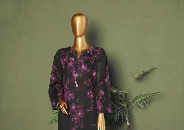 Khaddar - Stitched printed Basic Co-Ords - Black Purple