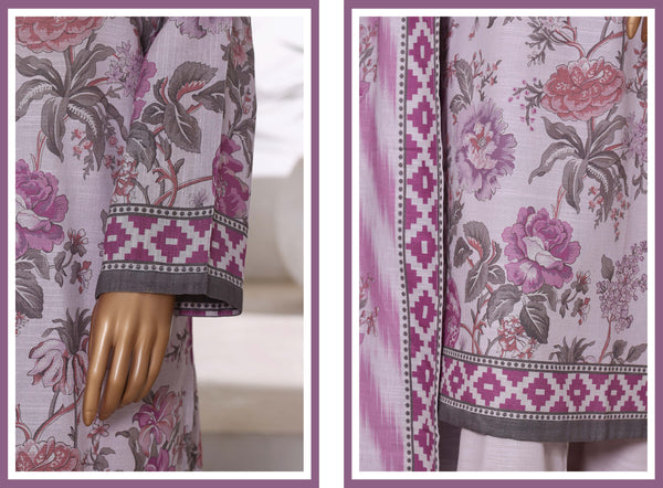 Khaddar - Printed 3piece collection with Lace work - Lilac