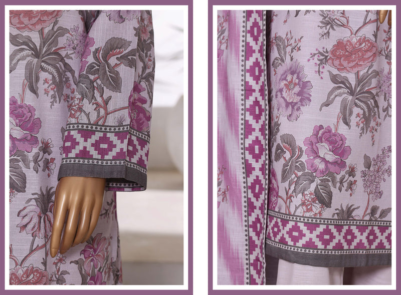 Khaddar - Printed 3piece collection with Lace work - Lilac