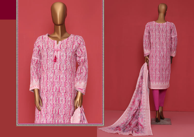 Khaddar - Stitched printed 3piece ready to wear - Candy Pink