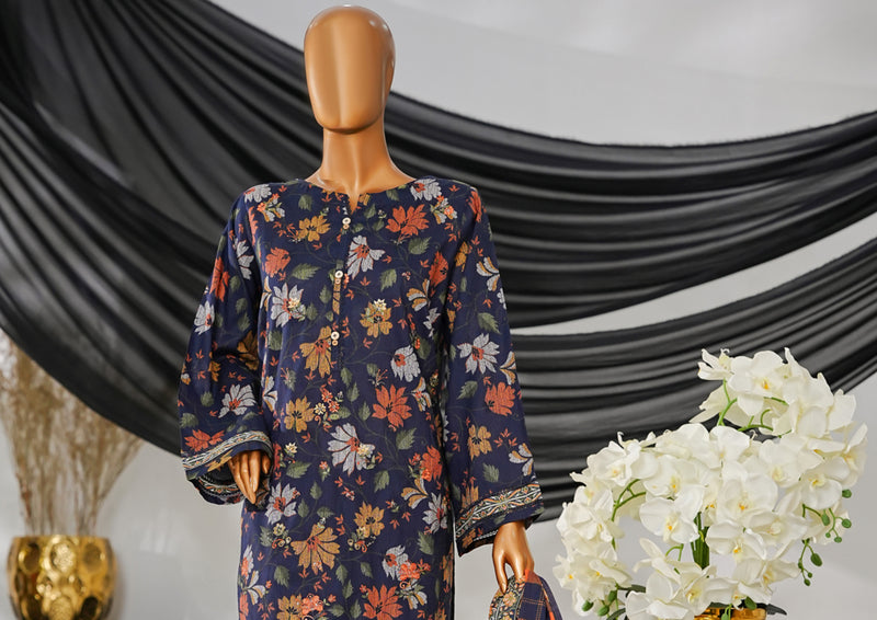 Cotton | Cambric - Stitched Embroidered 3piece with Lace work - Multi Navy