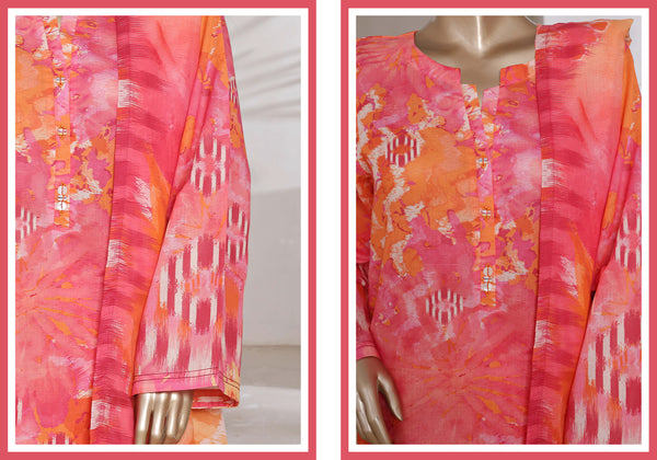 Cotton | Cambric - Ready to wear printed 3piece in tie & Dye Style - Pink