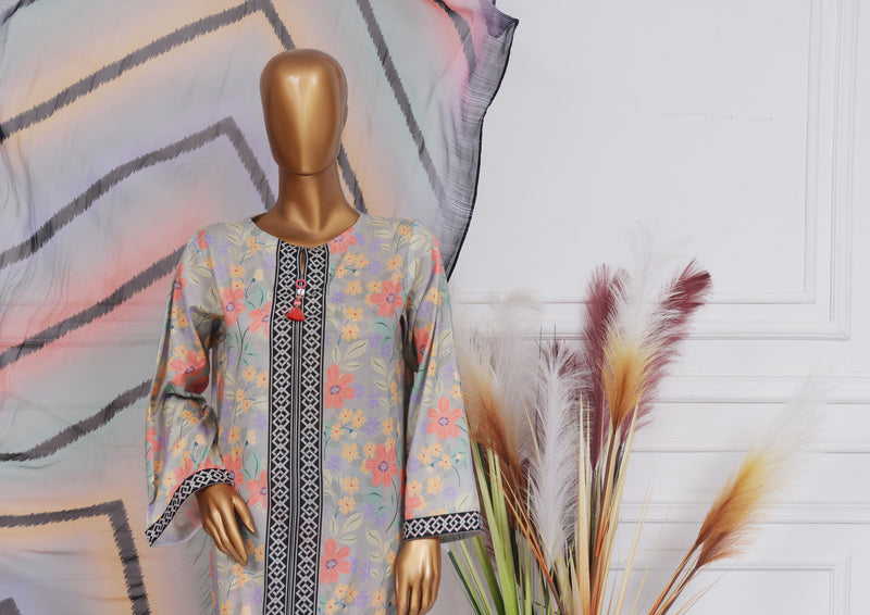 Lawn - Stitched Printed 3 piece with Chiffon Dupatta - Floral Vibes
