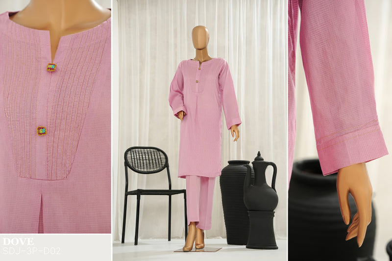 Lawn Jacquard - Stitched Jacquard Shirt with Highlights of Hand Touching Embellishment - Light Pink