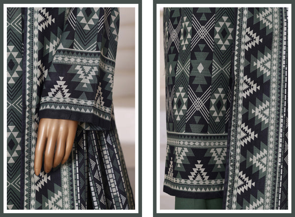 Khaddar - Printed 3piece collection with Lace work - Black