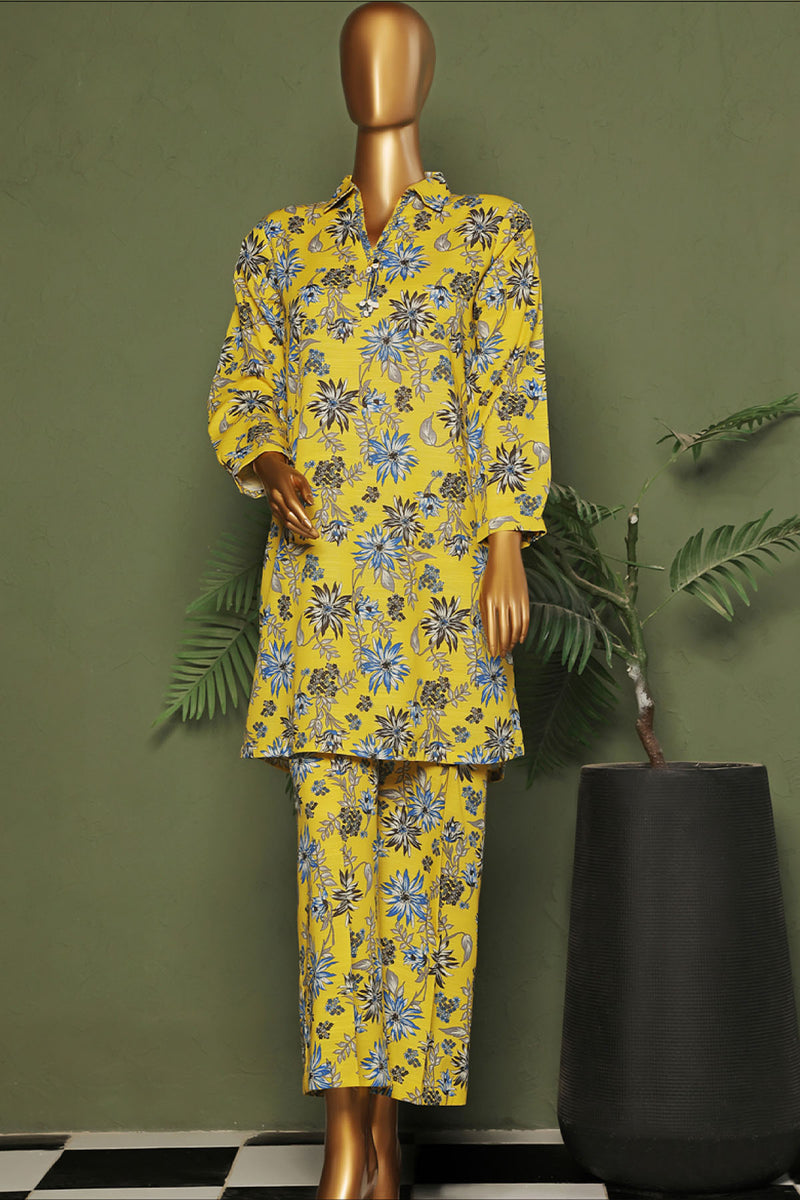 Khaddar - Stitched printed Basic Co-Ords - Yellow