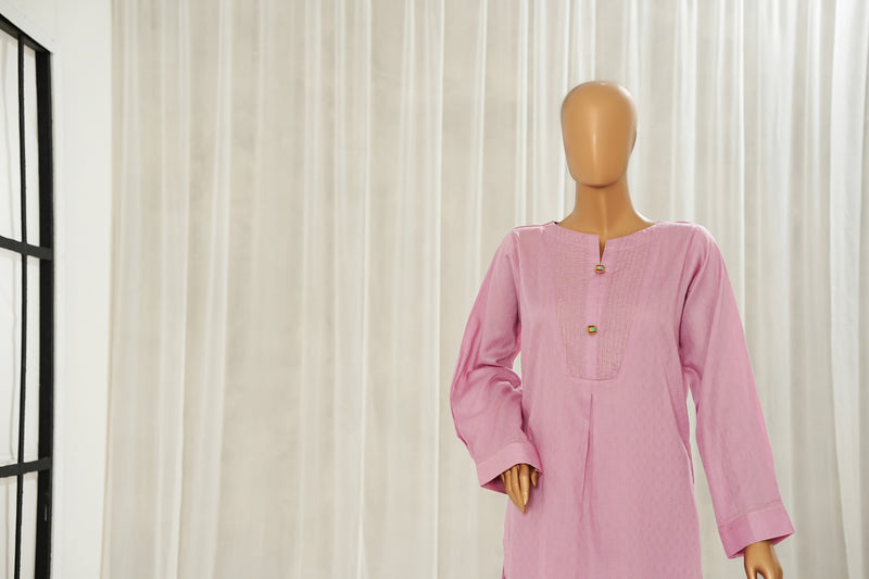 Lawn Jacquard - Stitched Jacquard Shirt with Highlights of Hand Touching Embellishment - Light Pink