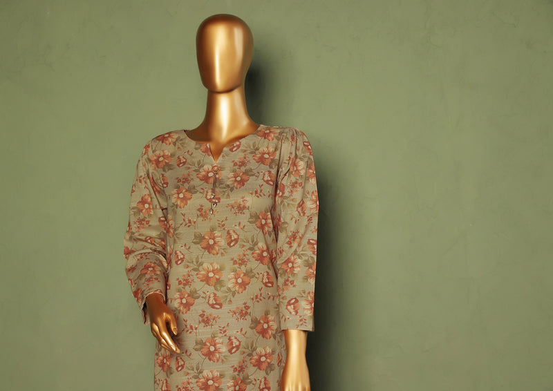 Khaddar - Stitched printed Basic Co-Ords - Tan Brown