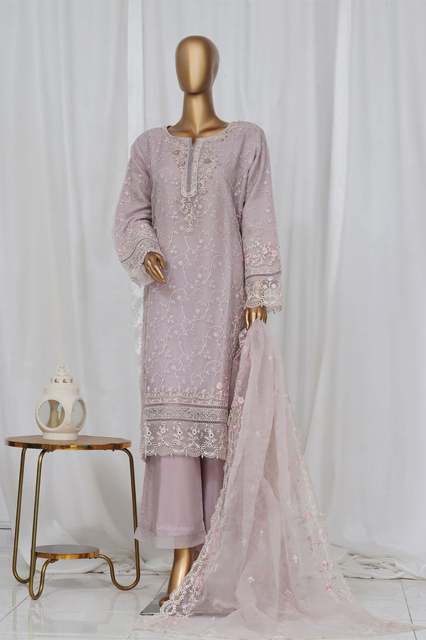 Organza - Stitched Embroidered Kurti & Dupatta with Hand work - Plum