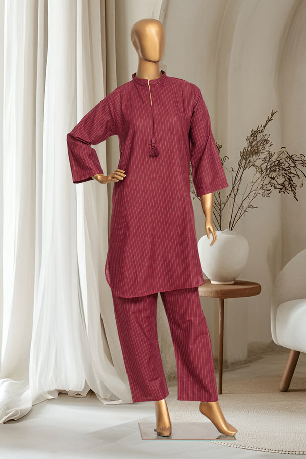 Khaddar - Stitched Solid Co-ords with Zari lining - Maroon