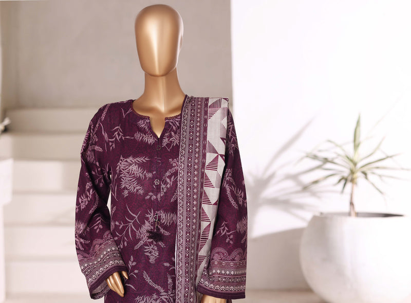 Khaddar - Stitched printed 3piece with Lace work - Falsa