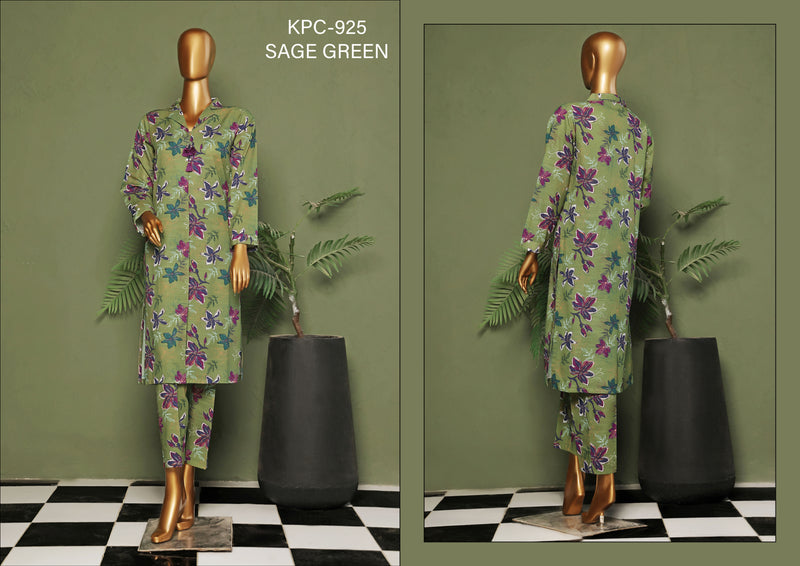 Khaddar - Stitched printed Basic Co-Ords - Sage Green