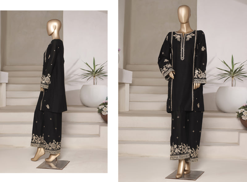 Cotton | Cambric - Embroidered ready to wear Co-Ords - Black
