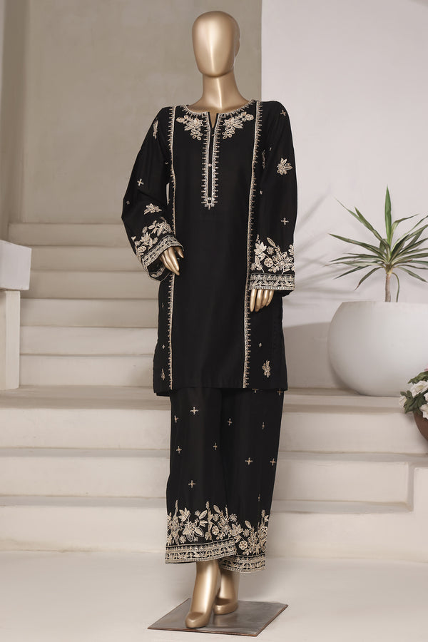 Cotton | Cambric - Embroidered ready to wear Co-Ords - Black