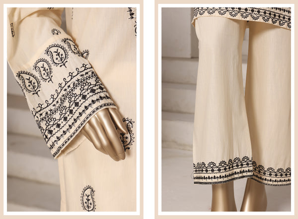 Cotton | Cambric - Embroidered ready to wear Co-Ords - Cream