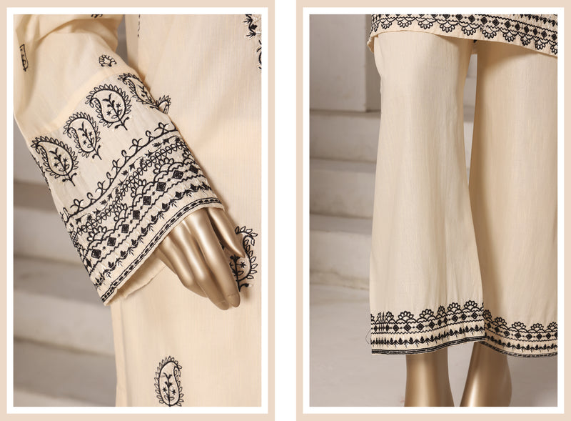 Cotton | Cambric - Embroidered ready to wear Co-Ords - Cream