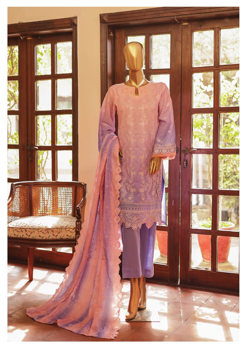 Lawn Tie & Dye - Stitched Embroidered/Cutwork 3piece With Emb Dupatta - Plum