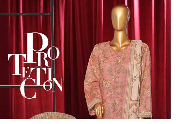 Khaddar - Stitched Printed 3piece with Lace work - Pink
