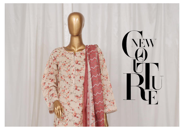 Lawn - Stitched Printed 3piece with Lace work - Skin