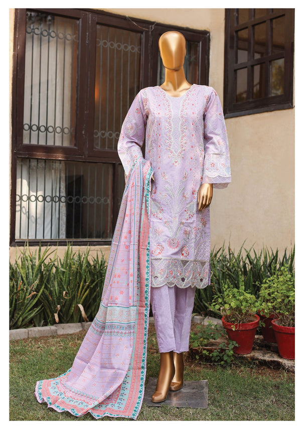 Festive Lawn - Stitched Embroidered 3piece with Printed Lawn Dupatta - Purple