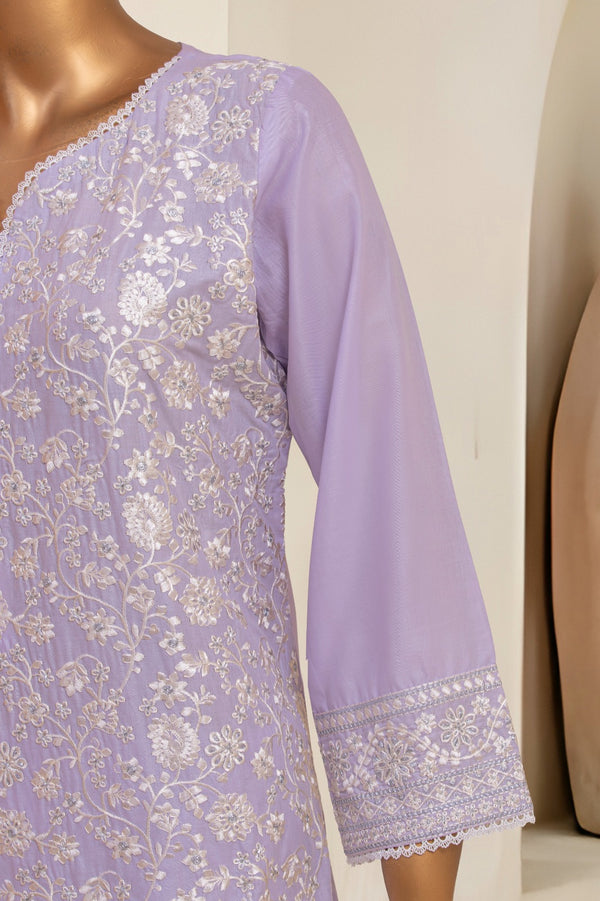 Lawn Festive - Stitched Embroidered 3piece with Embroidered Chiffon Dupatta  - Lilac