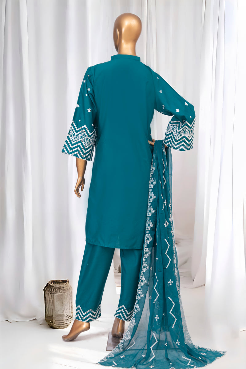 Festive Lawn - Stitched Embroidered 3piece with Emb Chiffon Dupatta - Teal