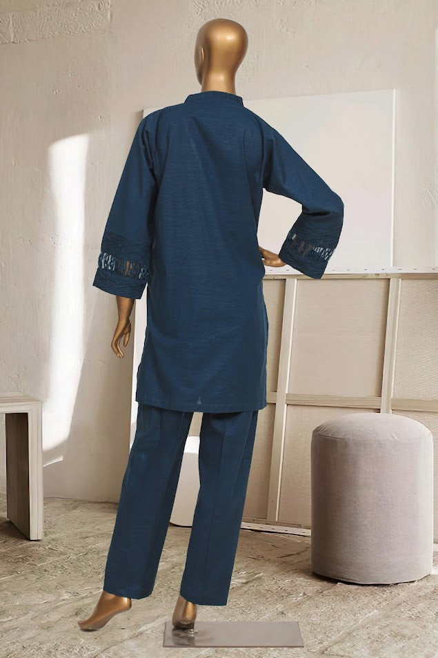 Khaddar Solid Co-ords - Stitched kurti & trouser with Pintex & Dori work - Zink