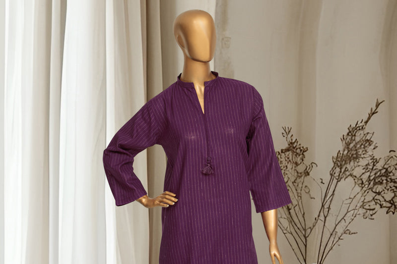 Khaddar - Stitched Solid Co-ords with Zari lining - Purple