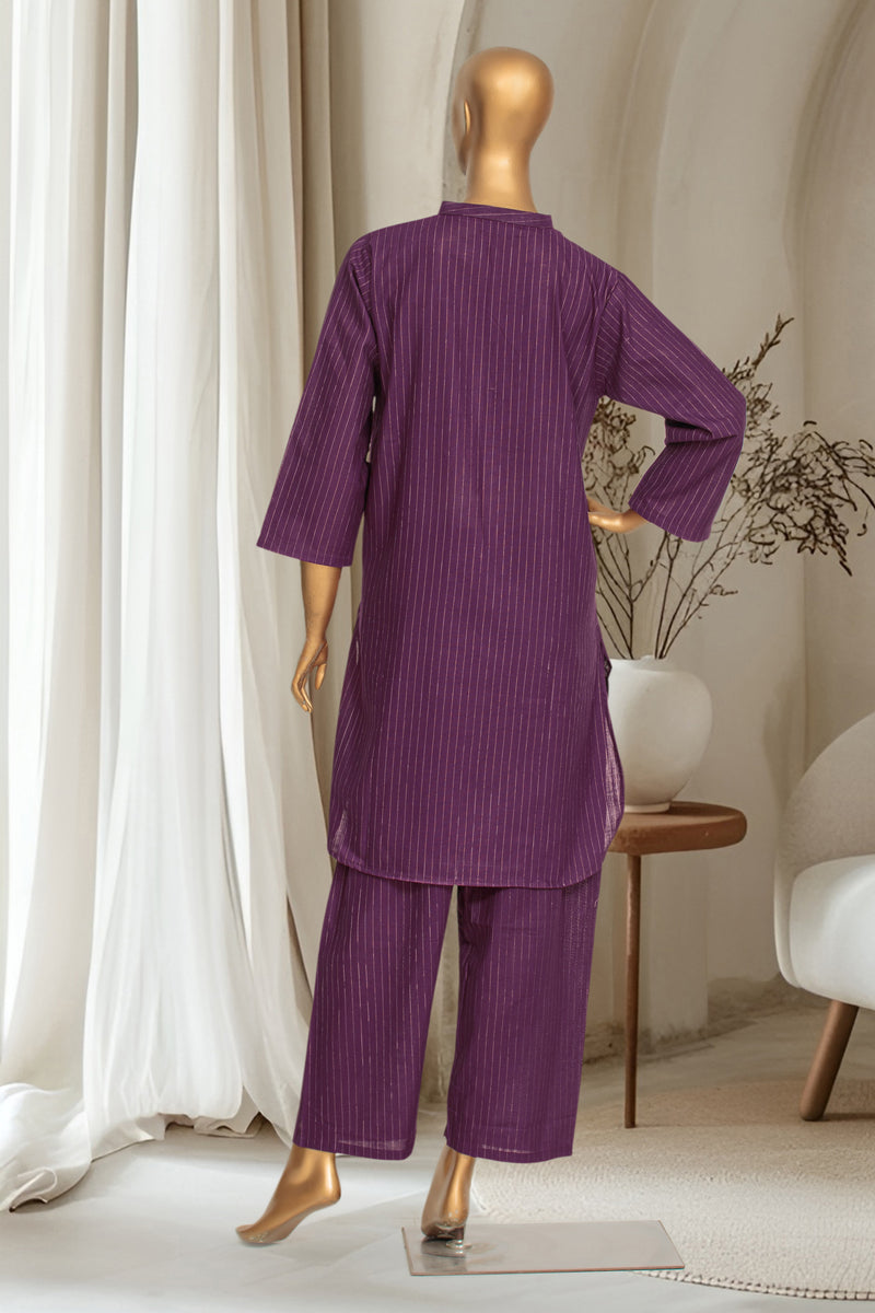 Khaddar - Stitched Solid Co-ords with Zari lining - Purple