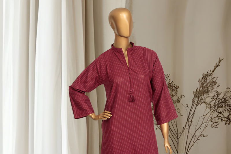 Khaddar - Stitched Solid Co-ords with Zari lining - Maroon