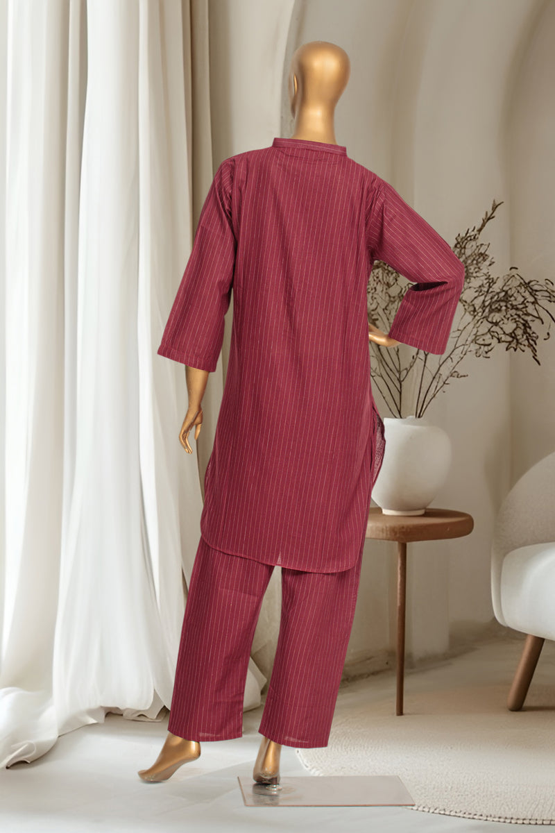 Khaddar - Stitched Solid Co-ords with Zari lining - Maroon