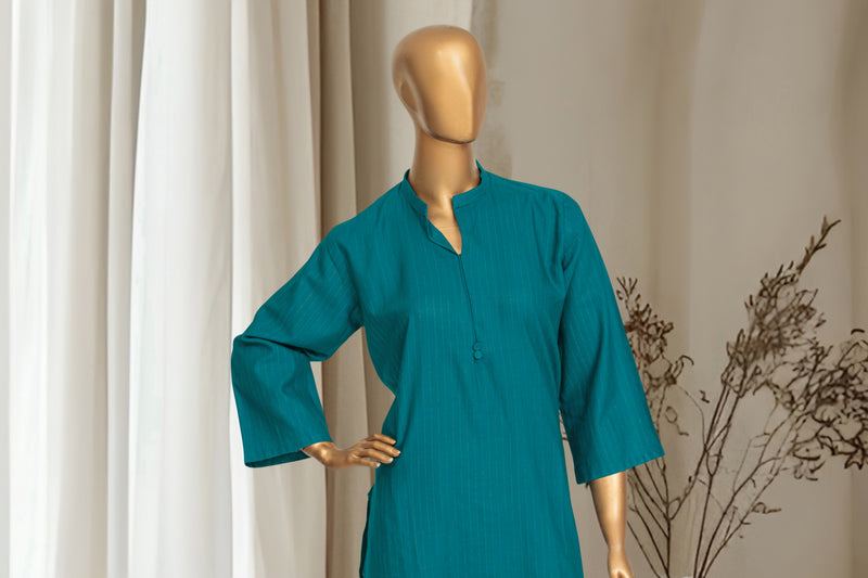 Khaddar - Stitched Solid Co-ords with Zari lining - Teal