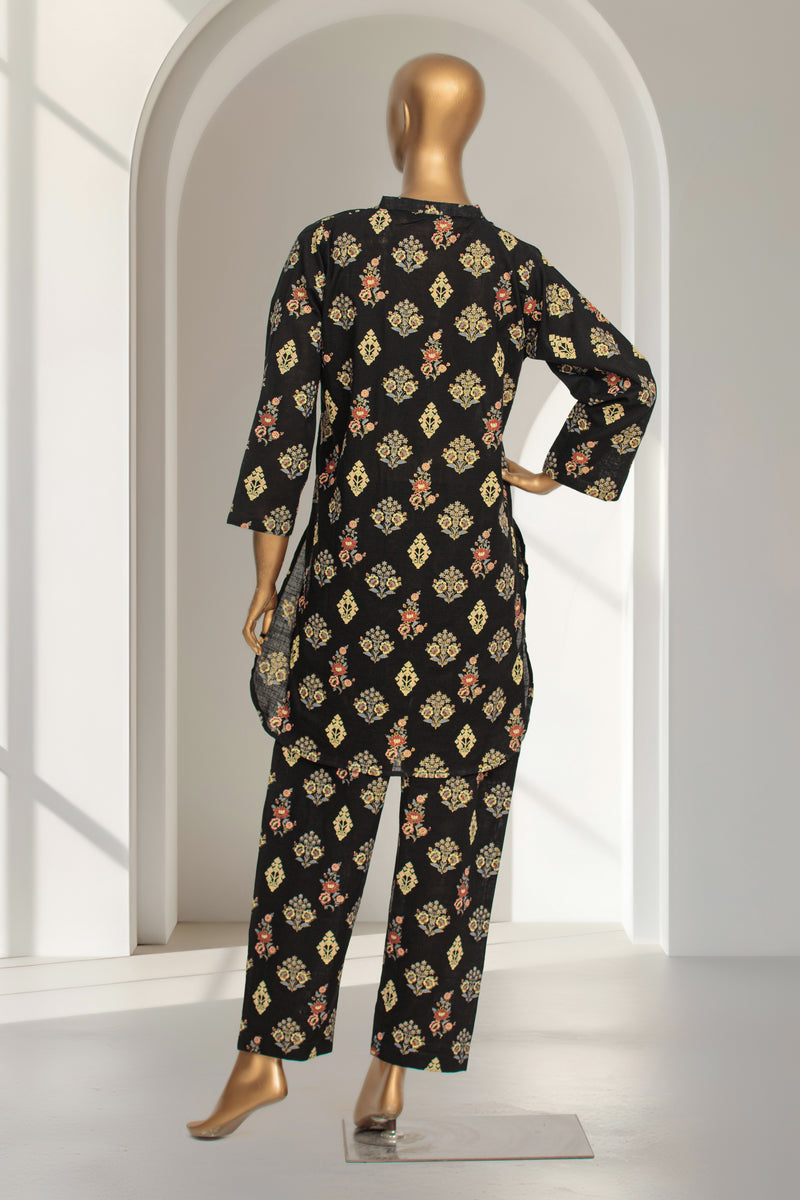 Khaddar - Stitched Gold Printed Co-ords with Glitter work - Black