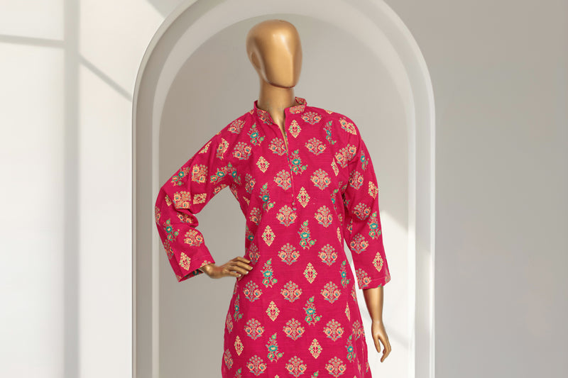 Khaddar - Stitched Gold Printed Co-ords with Glitter work - Pink