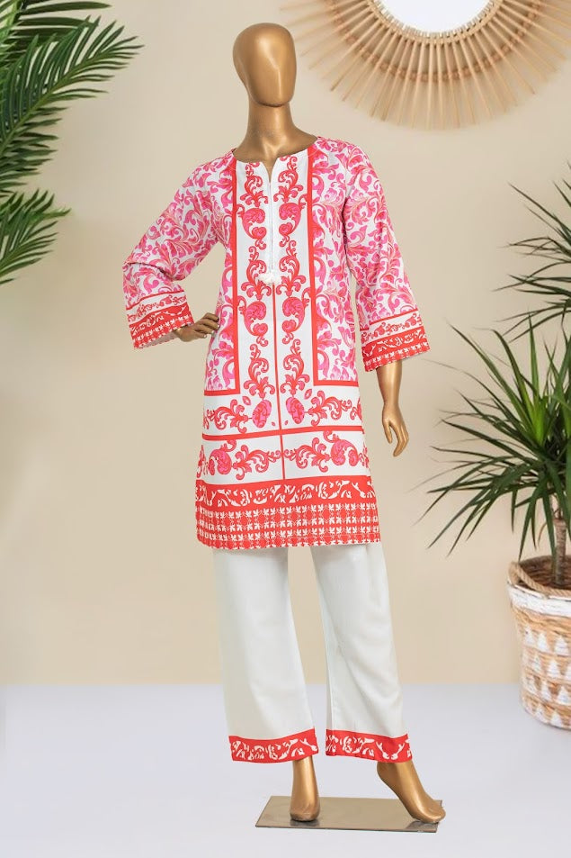 CREPE Co-ords - Stitched Printed Kurti & Trouser - Pink