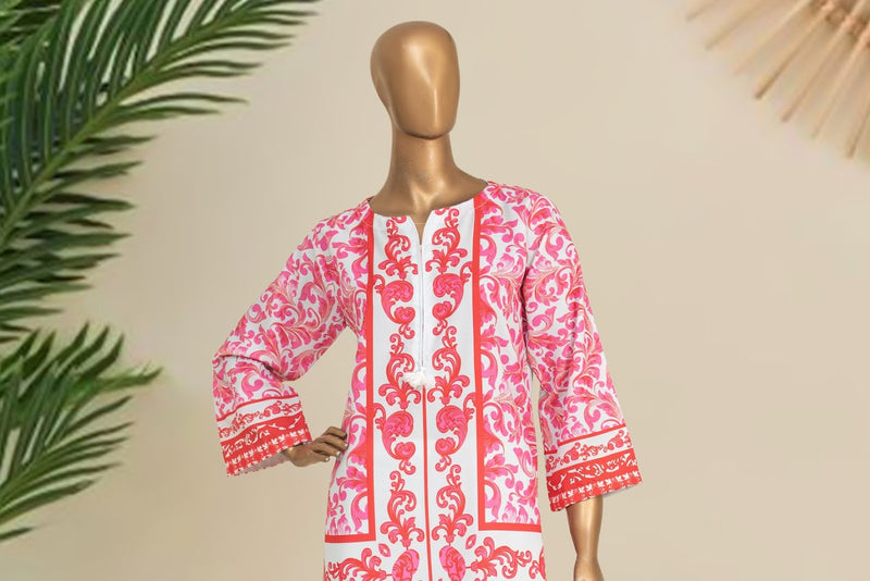 CREPE Co-ords - Stitched Printed Kurti & Trouser - Pink