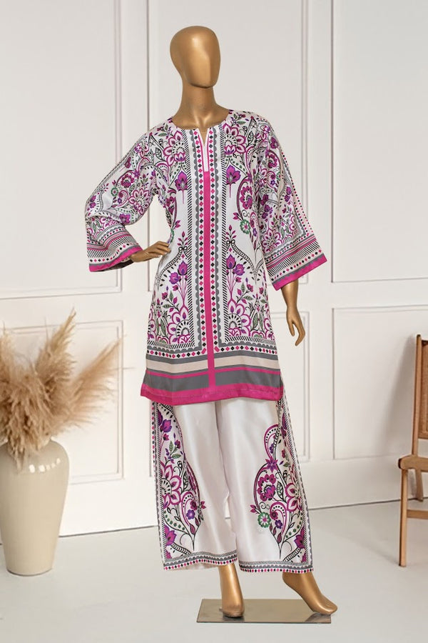 Silk  Co-ords - Stitched Printed Kurti & Trouser  - Pink