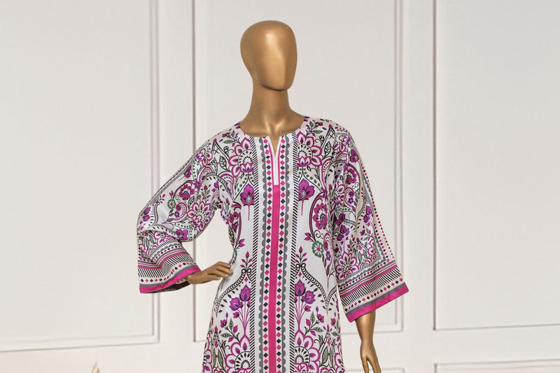 Silk  Co-ords - Stitched Printed Kurti & Trouser  - Pink