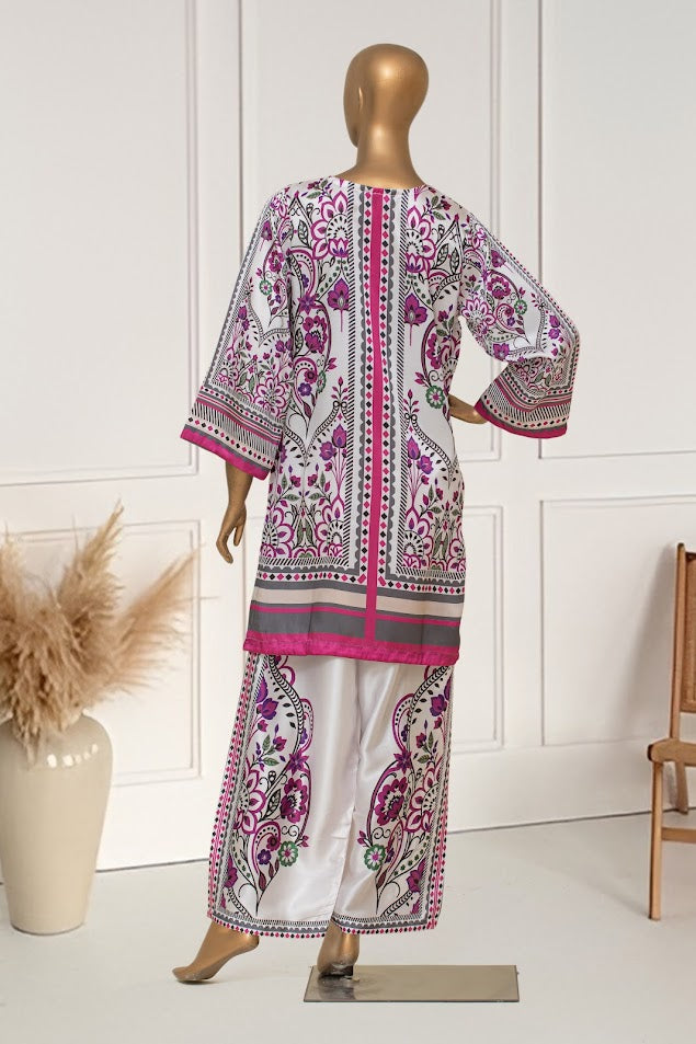 Silk  Co-ords - Stitched Printed Kurti & Trouser  - Pink