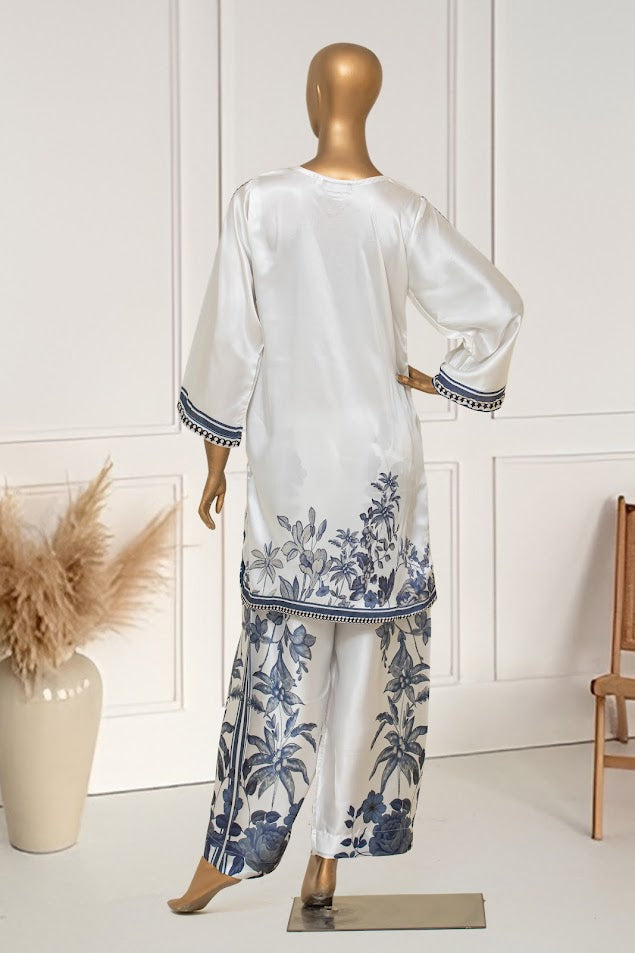 Silk  Co-ords - Stitched Printed Kurti & Trouser  - Light Blue